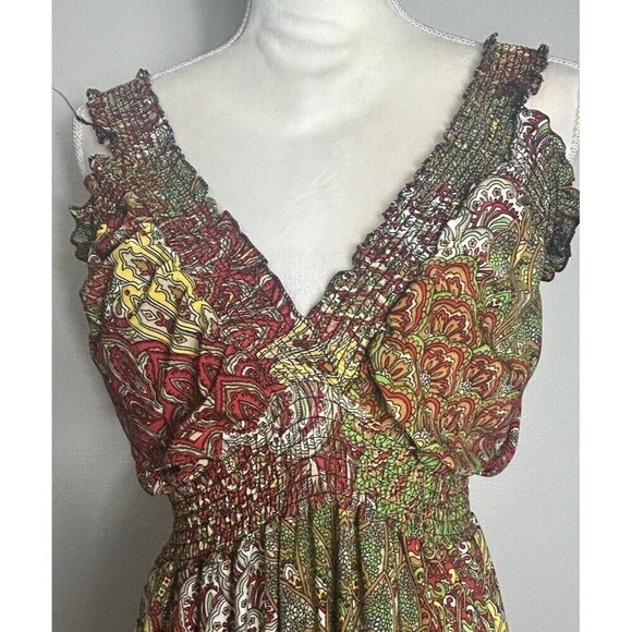 Seven Islands Sleeveless Ruffle Straps Paisley Print Maxi Dress Size Medium - Picture 2 of 9